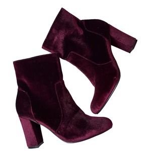 Madden Girl Velvet Fancy Burgundy Wine Ankle Booties Boots Zipper 8.5